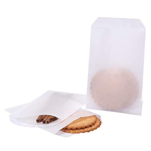 Wholesale (10 Pack) - Semi-Transparent Flat Glassine Waxed Paper Treat Bags - Perfect for Bakery Delights, Cookies, Candies, Desserts, and Chocolate Party Favors. 1 Pack - 100 pcs, Size: 4'' x 6'