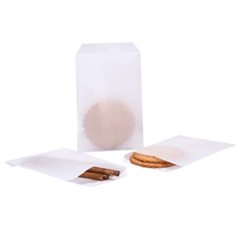 Wholesale (10 Pack) - Semi-Transparent Flat Glassine Waxed Paper Treat Bags - Perfect for Bakery Delights, Cookies, Candies, Desserts, and Chocolate Party Favors. 1 Pack - 100 pcs, Size: 4'' x 6'