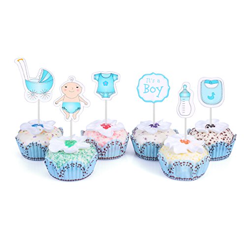 Wholesale (10 Pack) - Baby Shower Cupcake Toppers: It's a Boy! Adorable Cake Decorations in Blue for Kids' Party Delight