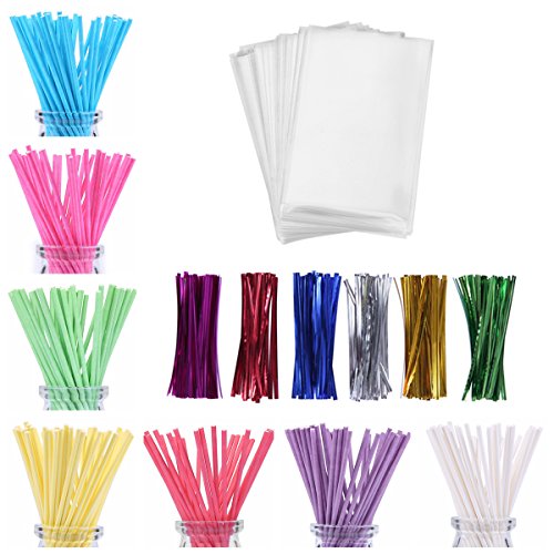 Wholesale (10 Pack) - Lollipop Cake Pop Kit: Everything You Need! 1 Pack Includes 200 Lollipop Sticks, 200 Bags, and 200 Twist Ties – The Ultimate Candy Wrappers Accessories Set