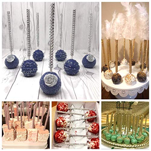 Wholesale (10 Pack) - Sparkling Rhinestone Bling 24 pcs 6-Inch Paper Cake Pop Sticks: Elevate Your Lollipop, Cakepop, Apple, and Candy Buffet Treats with Style and Glamour for Unforgettable Party Favors