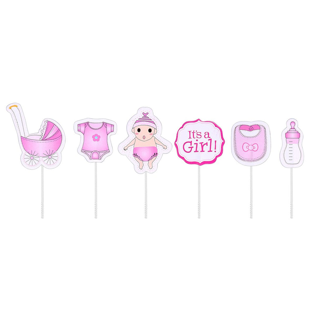 Wholesale (10 Pack) - Baby Shower Cupcake Toppers: It's a Girl! Charming Pink Cake Decorations for a Delightful Kids' Party