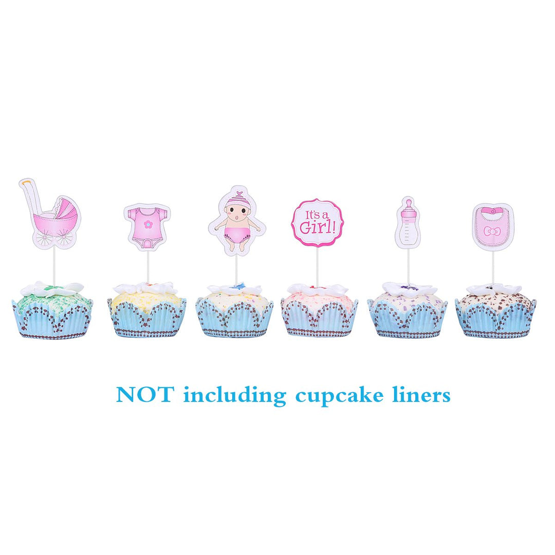 Wholesale (10 Pack) - Baby Shower Cupcake Toppers: It's a Girl! Charming Pink Cake Decorations for a Delightful Kids' Party