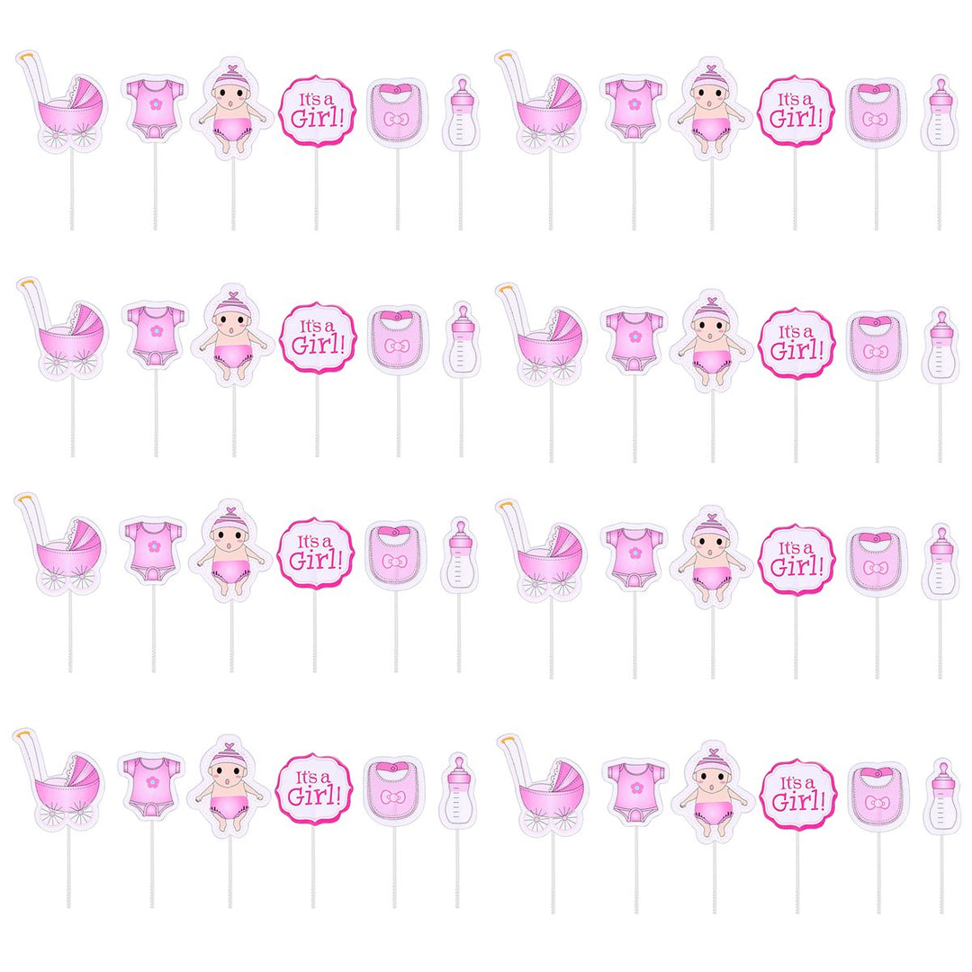 Wholesale (10 Pack) - Baby Shower Cupcake Toppers: It's a Girl! Charming Pink Cake Decorations for a Delightful Kids' Party