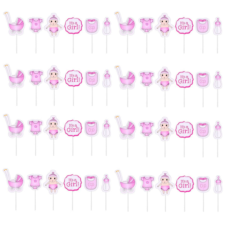 Wholesale (10 Pack) - Baby Shower Cupcake Toppers: It's a Girl! Charming Pink Cake Decorations for a Delightful Kids' Party