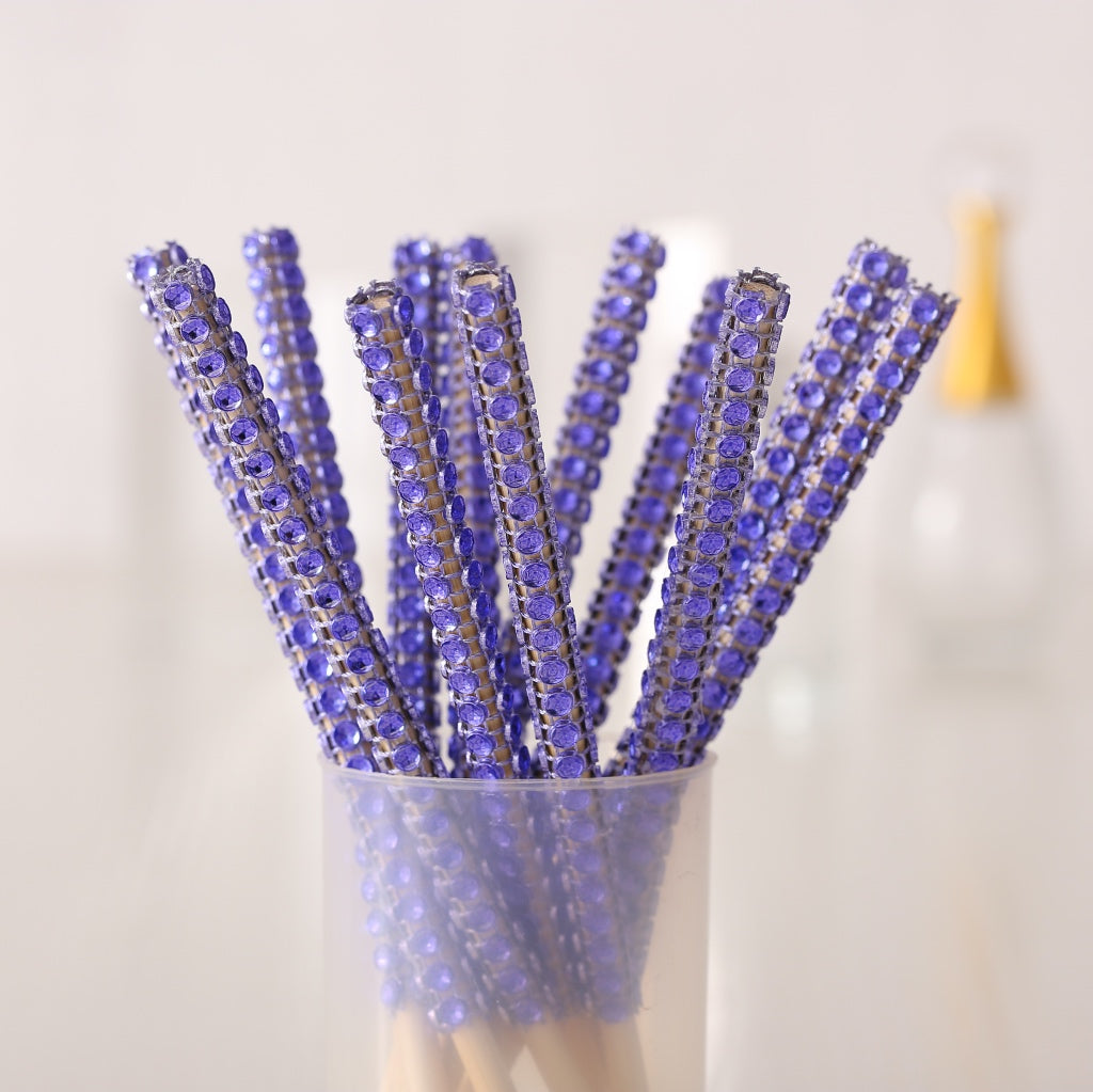 24-Pack Bamboo Candy Apple Sticks with Rhinestone Bling