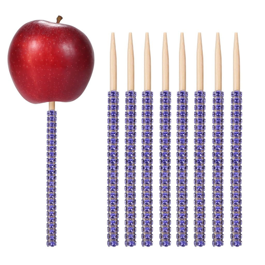 24-Pack Bamboo Candy Apple Sticks with Rhinestone Bling