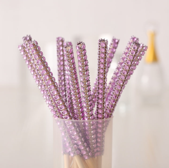 24-Pack Bamboo Candy Apple Sticks with Rhinestone Bling