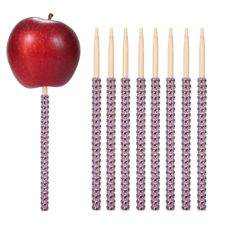 24-Pack Bamboo Candy Apple Sticks with Rhinestone Bling