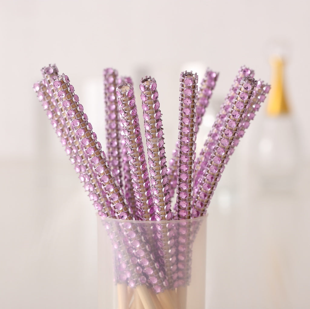 Wholesale (10 Pack) - Bamboo Candy Apple Sticks with Rhinestone Bling - Enhance Your Cake Pops, Chocolate Caramel Apples, and Skewer Buffets with Glamour! 24 pcs, 6-Inch Sticks for Stylish Party Favors