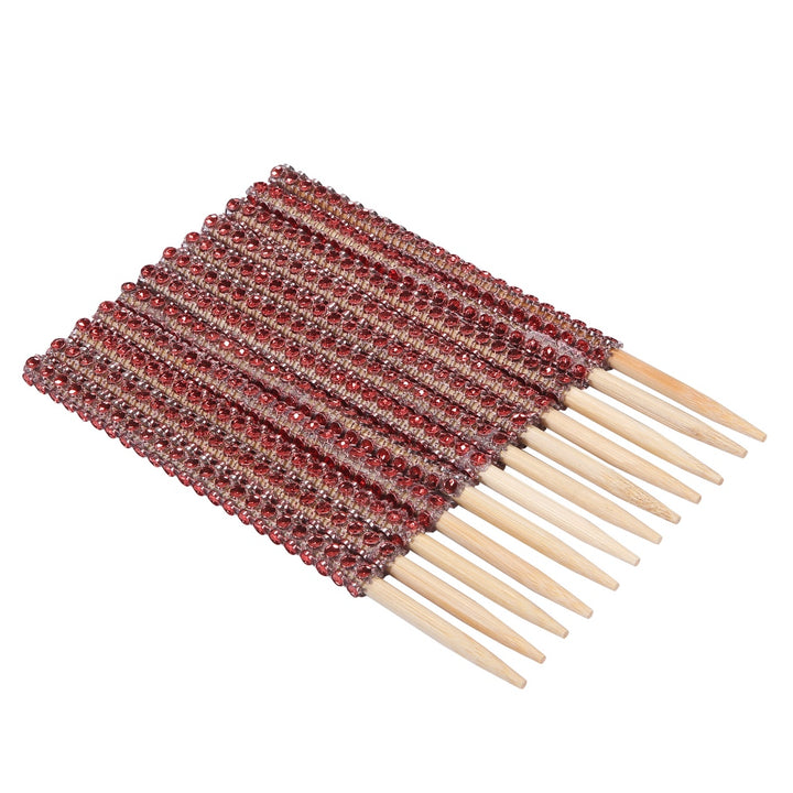 24-Pack Bamboo Candy Apple Sticks with Rhinestone Bling