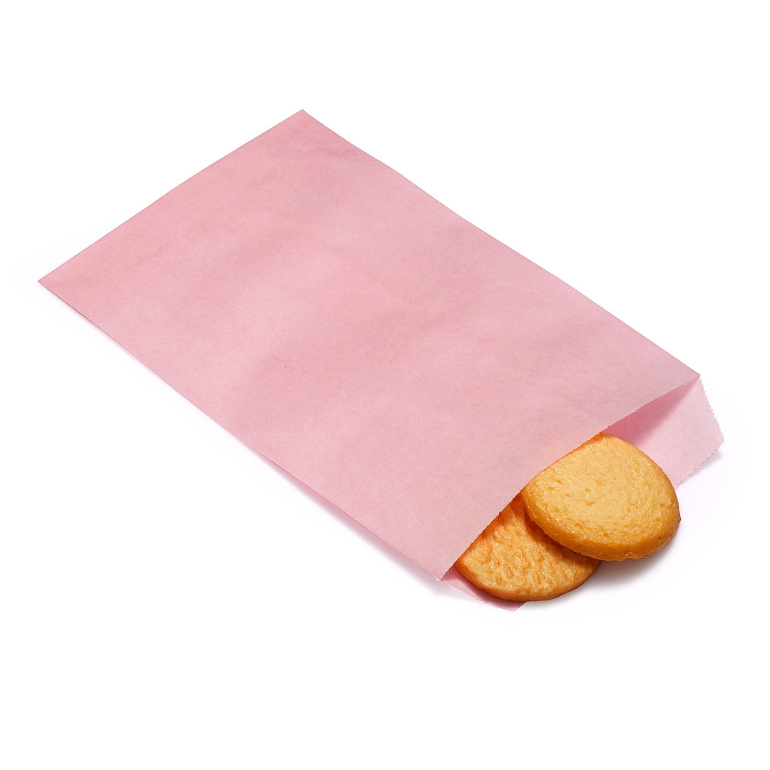 Quotidian Flat Greaseproof Paper Bags - Baby Pink Envelopes for Goodies, Cookies, Candy, Wedding, and Birthday Parties. Pack of 100 for Stylish Celebrations