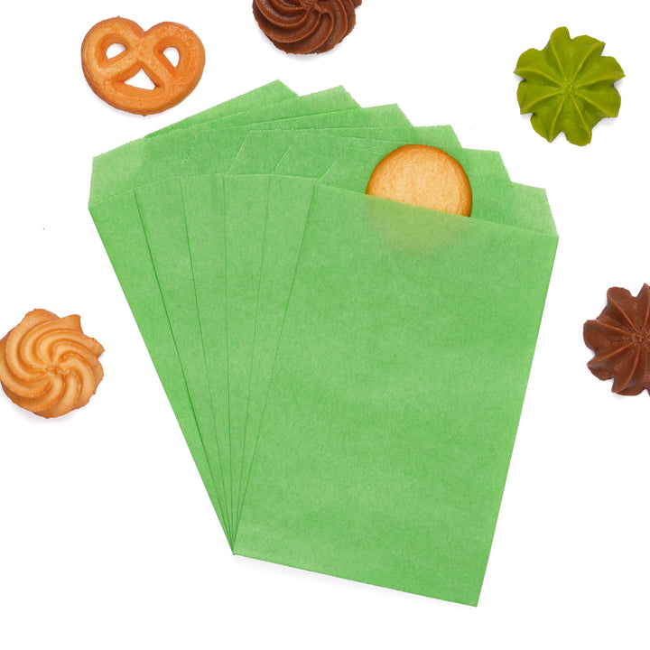 Quotidian Flat Greaseproof Paper Bags - Mint Green Envelopes for Goodies, Cookies, Candy, Wedding, and Birthday Parties. Pack of 100 for Stylish Celebrations