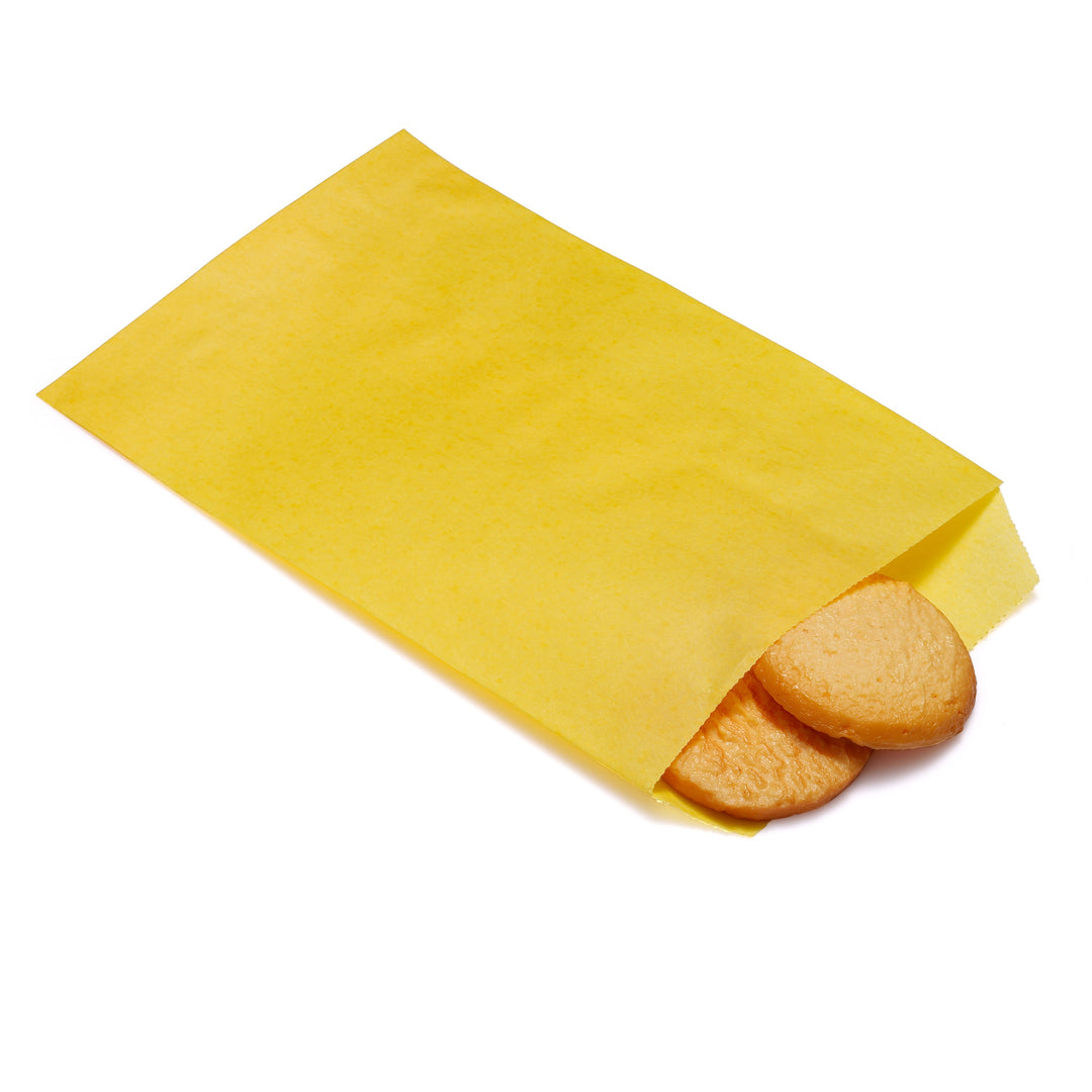 Quotidian Flat Greaseproof Paper Bags - Lemon Yellow Envelopes for Goodies, Cookies, Candy, Wedding, and Birthday Parties. Pack of 100 for Stylish Celebrations