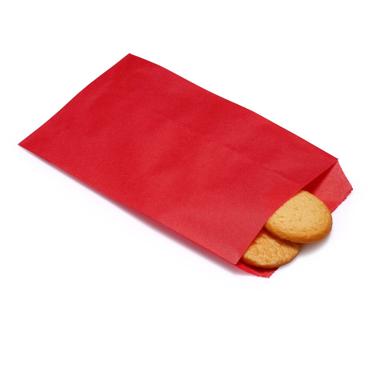 Wholesale (10 Pack) - Quotidian Flat Greaseproof Paper Bags - Strawberry Red Envelopes for Goodies, Cookies, Candy, Wedding. 1 Pack - 100 pcs for Stylish Celebrations