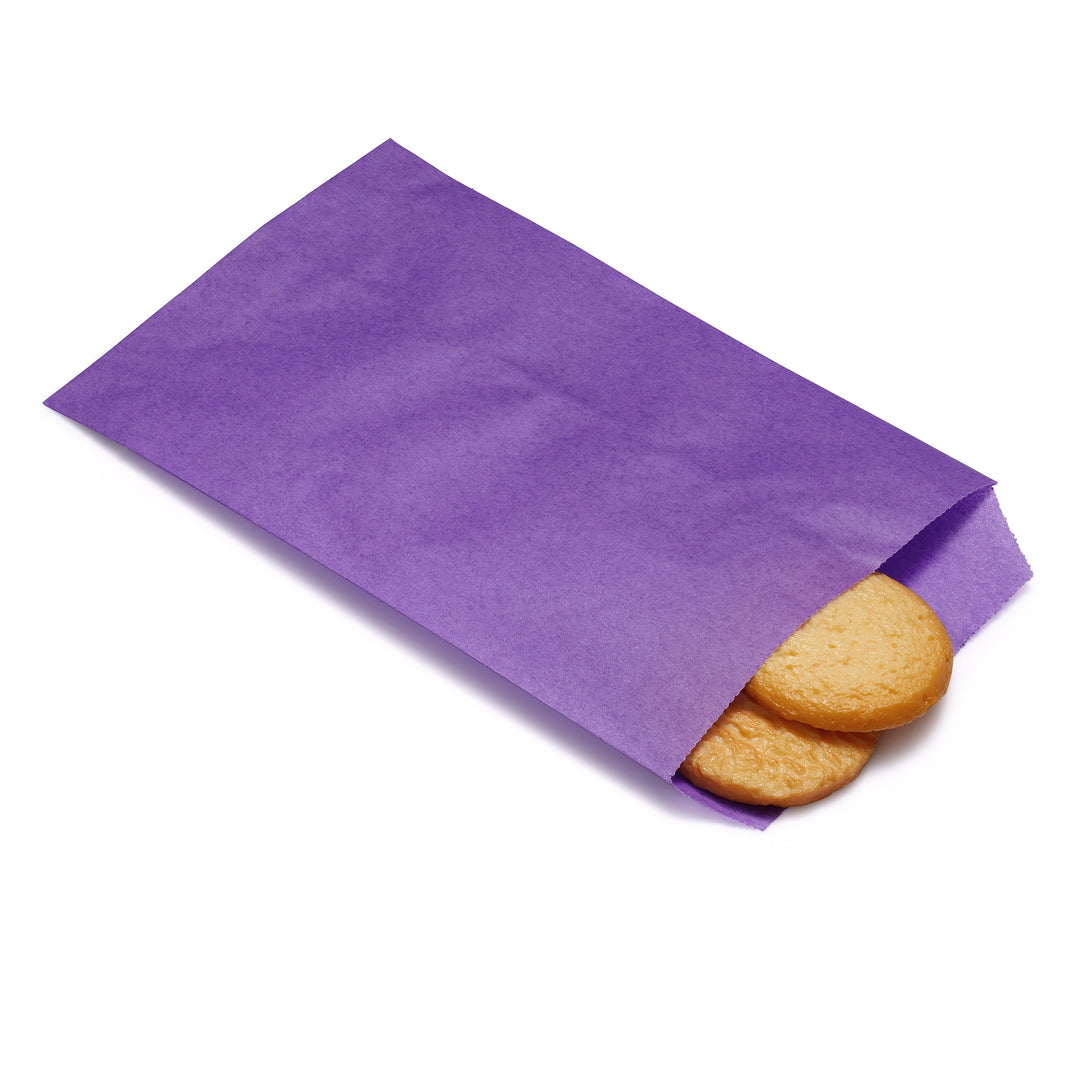 Quotidian Flat Greaseproof Paper Bags - Lavender Purple Envelopes for Goodies, Cookies, Candy, Wedding, and Birthday Parties. Pack of 100 for Stylish Celebrations