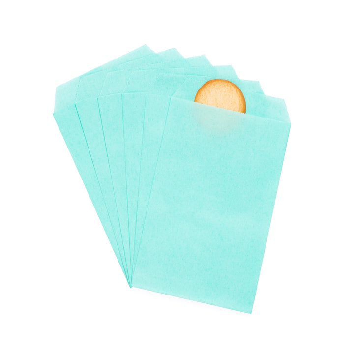 Quotidian Flat Greaseproof Paper Bags - Baby Blue Envelopes for Goodies, Cookies, Candy, Wedding, and Birthday Parties. Pack of 100 for Stylish Celebrations