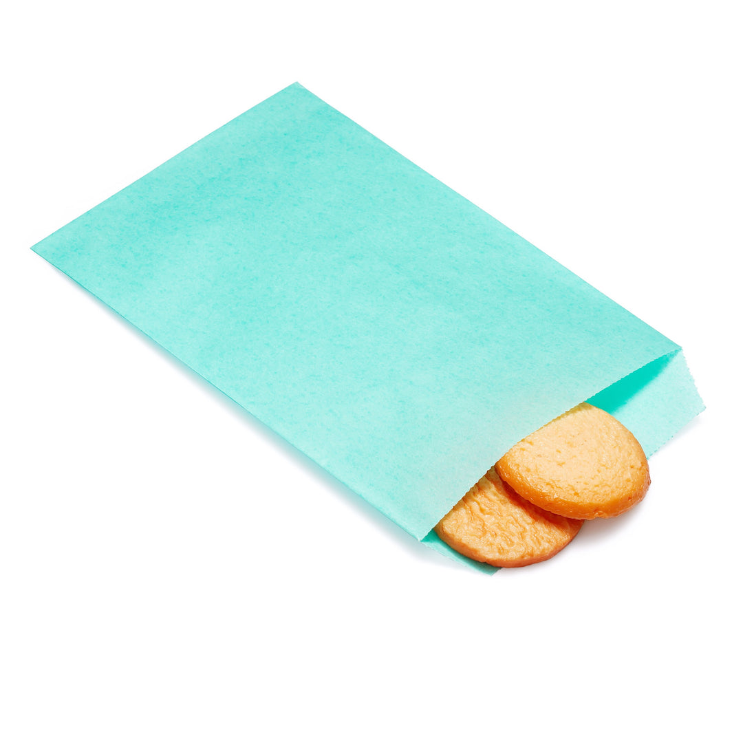 Quotidian Flat Greaseproof Paper Bags - Baby Blue Envelopes for Goodies, Cookies, Candy, Wedding, and Birthday Parties. Pack of 100 for Stylish Celebrations