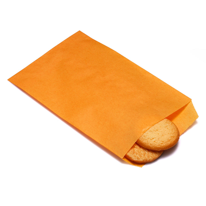 Quotidian Flat Greaseproof Paper Bags - Orange Envelopes for Goodies, Cookies, Candy, Wedding, and Birthday Parties. Pack of 100 for Stylish Celebrations