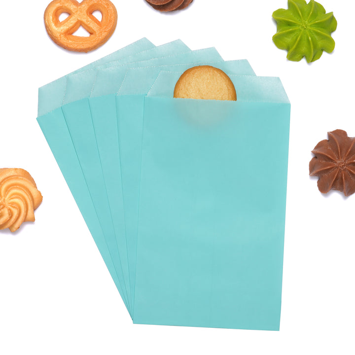 Flat Glassine Waxed Paper Treat Bags Semi-Transparent for Bakery Cookies Candies Dessert Chocolate Party Favor, Pack of 100 (4'' x 6'')