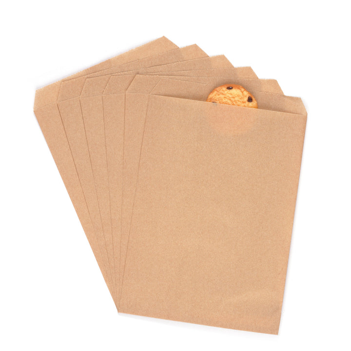 Wholesale (10 Pack) - Quotidian Flat Greaseproof Paper Bags - Brown Envelopes for Goodies, Cookies, Candy, Wedding, and Birthday Parties. 1 Pack - 100 pcs for Stylish Celebrations