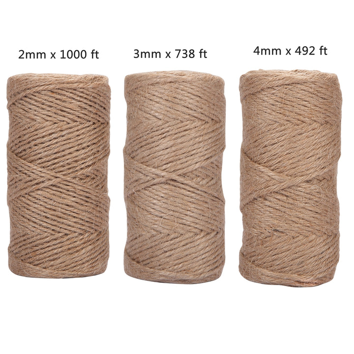 Natural Jute Twine String Rolls - Perfect for Artworks, Crafts, Gift Wrapping, Picture Display, and Gardening.