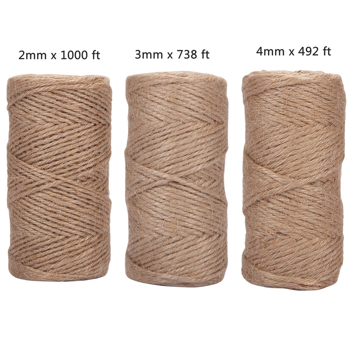 Wholesale (10 Pack) - Natural Jute Twine String Rolls - Perfect for Artworks, Crafts, Gift Wrapping, Picture Display, and Gardening. Thin 3mm Thickness for Versatile Use