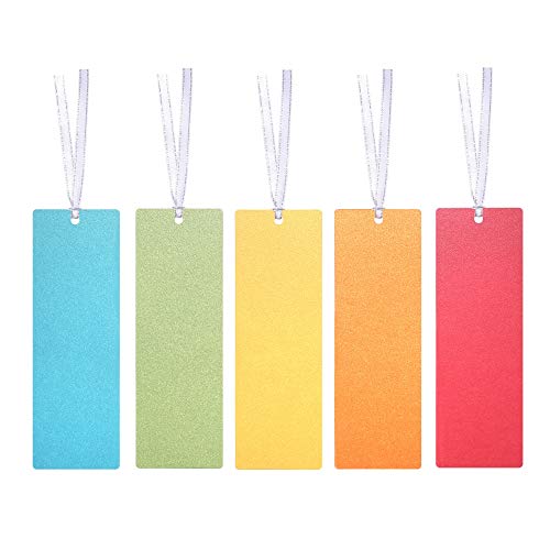 30-Pack DIY Blank Colored Paper Bookmarks with Ribbon