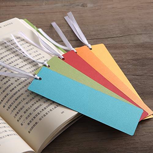 30-Pack DIY Blank Colored Paper Bookmarks with Ribbon