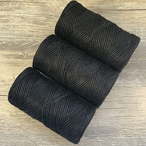 Quotidian Black Jute Twine String Rolls - Perfect for Artworks, Crafts, Gift Wrapping, Picture Display, and Gardening