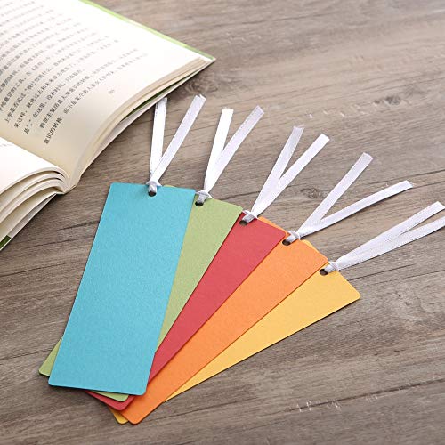 30-Pack DIY Blank Colored Paper Bookmarks with Ribbon